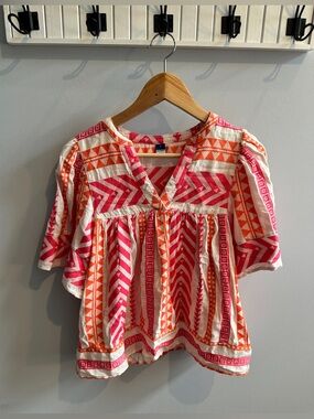 Old Navy Pink & Orange Embroidered Peasant Tunic